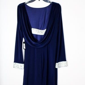 Navy Blue Dress w/ Rhinestone Embellishments
